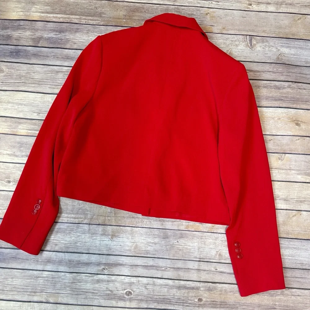 French Connection Harry Suiting Cropped Blazer Scarlet Red Size XS